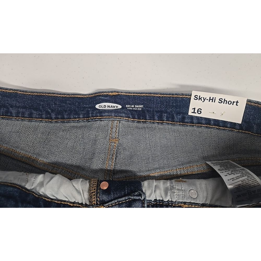 Old Navy Womens Blue Jean Sky Hi Shorts High Waisted Cut Off Size 16 New - Picture 10 of 11